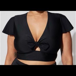 Torrid flounce sleeve swim top